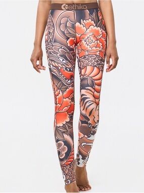 ethika Floral Tattoo-Print High-Rise Leggings
